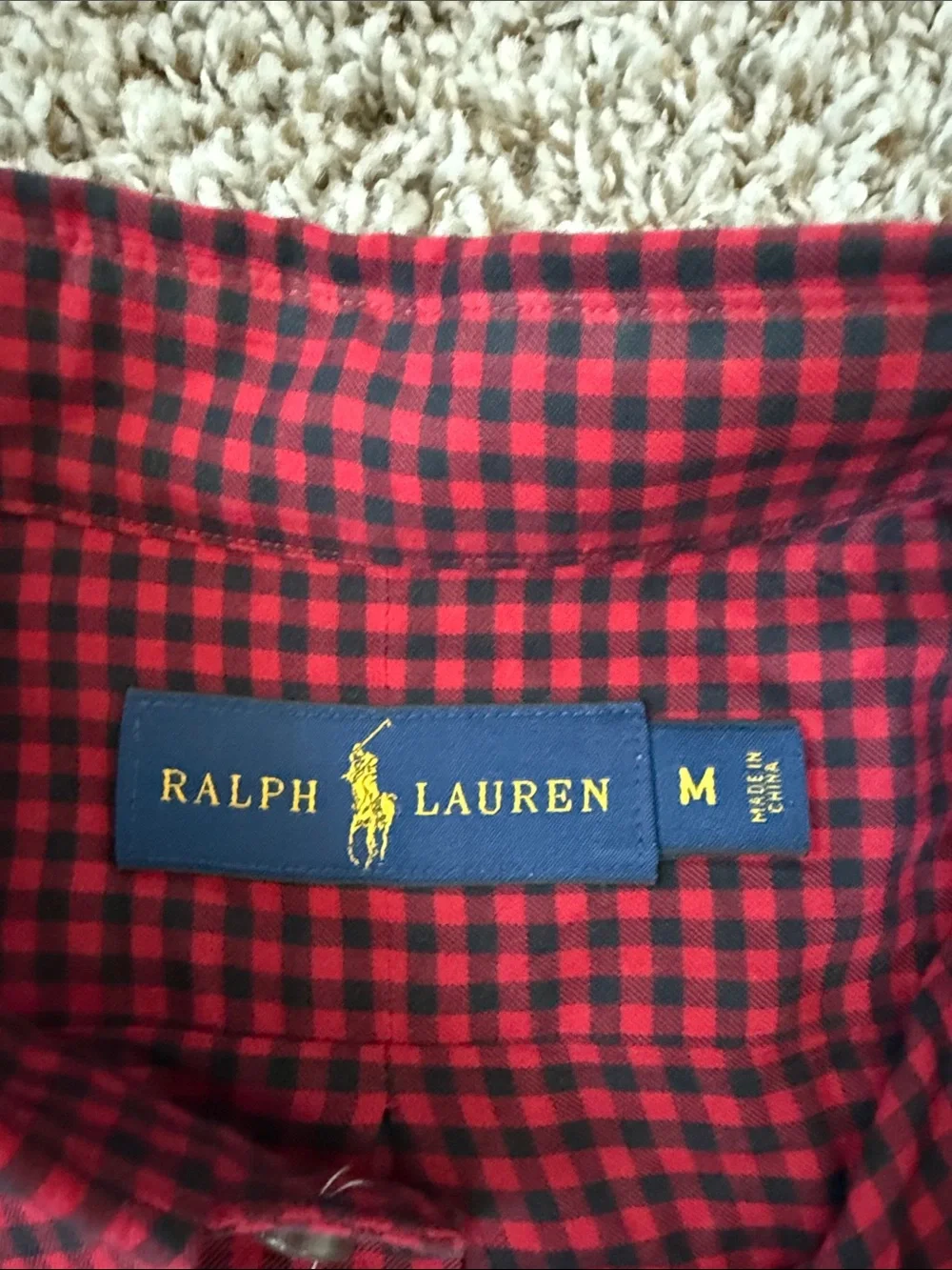 Polo by Ralph Lauren Burgundy and Black Check Long-Sleeve Dress Shirt